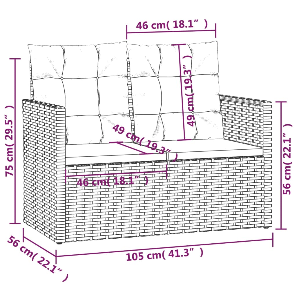 4Dílná Zahradní Sedací Souprava S Poduškami Polyratan Černá