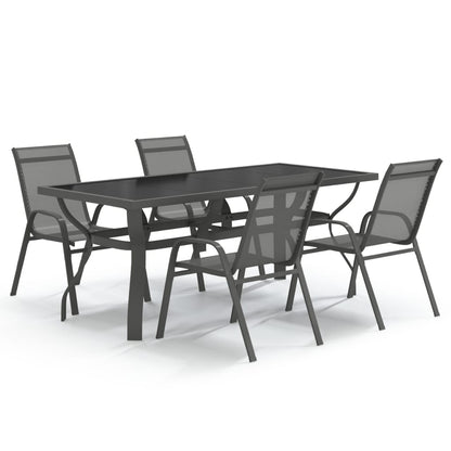 5Dílný Zahradní Jídelní Set Šedočerný