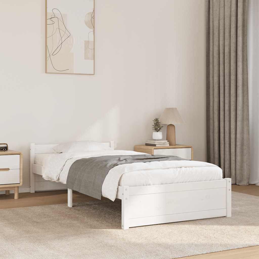 Rám Postele Bílý Masivní Dřevo 90 X 200 Cm