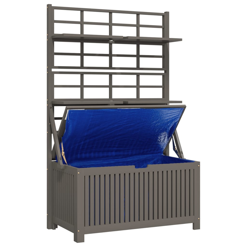 Úložný Box S Treláží Šedý 99X50X160 Cm Masivní Akáciové Dřevo
