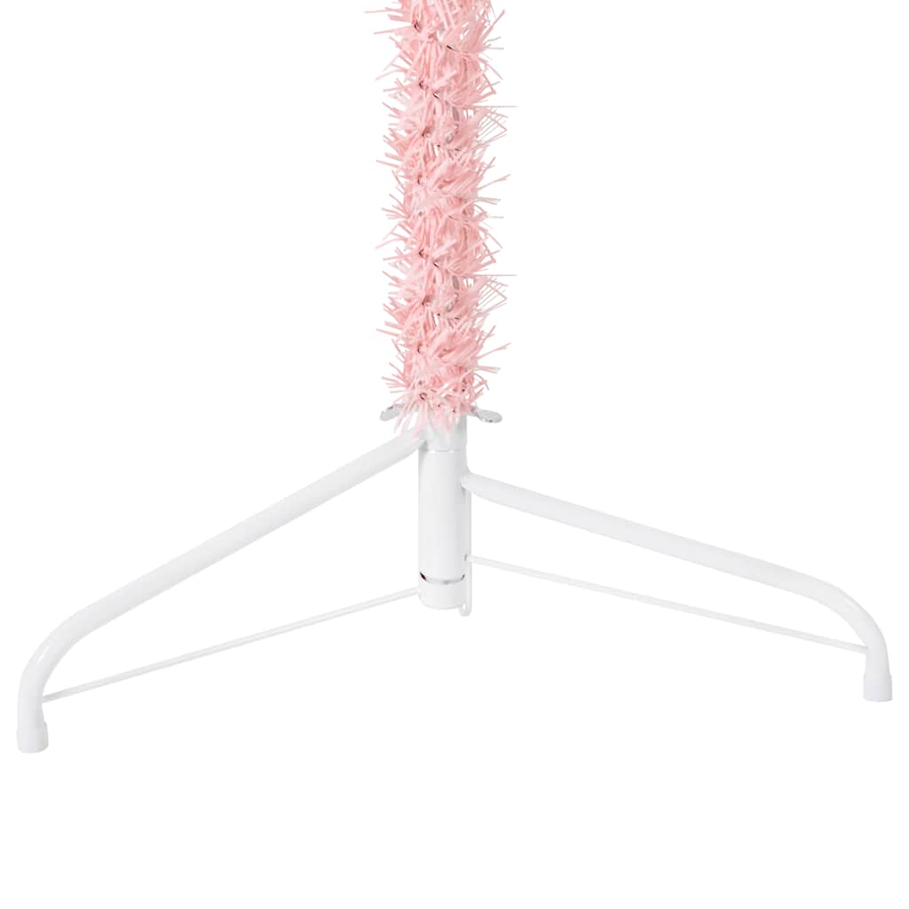 Úzký Umělý Poloviční Vánoční Stromek Se Stojanem Růžový