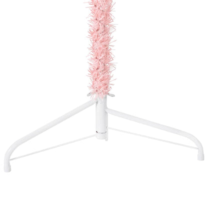 Úzký Umělý Poloviční Vánoční Stromek Se Stojanem Růžový