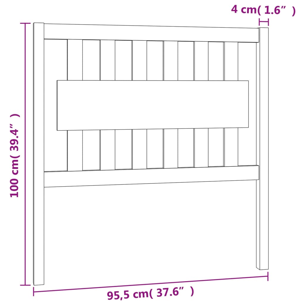 Čelo Postele Bílé 95,5 X 4 X 100 Cm Masivní Borovice
