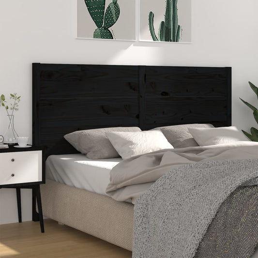 Čelo Postele Černé 126 X 4 X 100 Cm Masivní Borovice