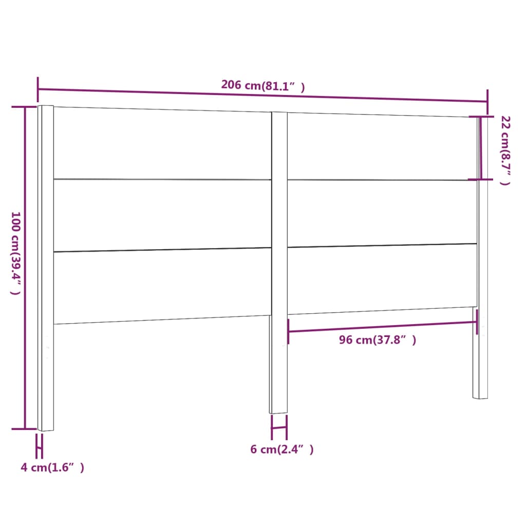 Čelo Postele 206 X 4 X 100 Cm Masivní Borovice