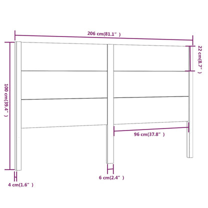 Čelo Postele 206 X 4 X 100 Cm Masivní Borovice