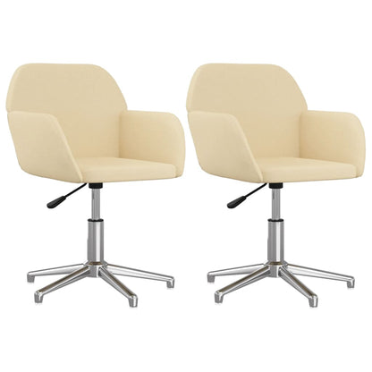 Otočné Jídelní Židle 2 Ks Krémové Textil