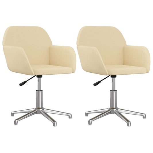 Otočné Jídelní Židle 2 Ks Krémové Textil