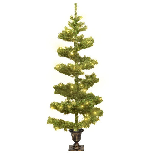 Spirálový Vánoční Stromek S Led A Květináčem Zelený 120 Cm Pvc