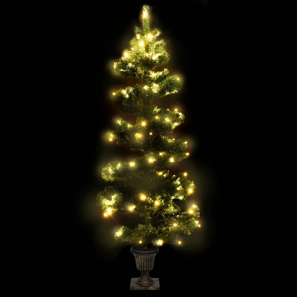 Spirálový Vánoční Stromek S Led A Květináčem Zelený 120 Cm Pvc