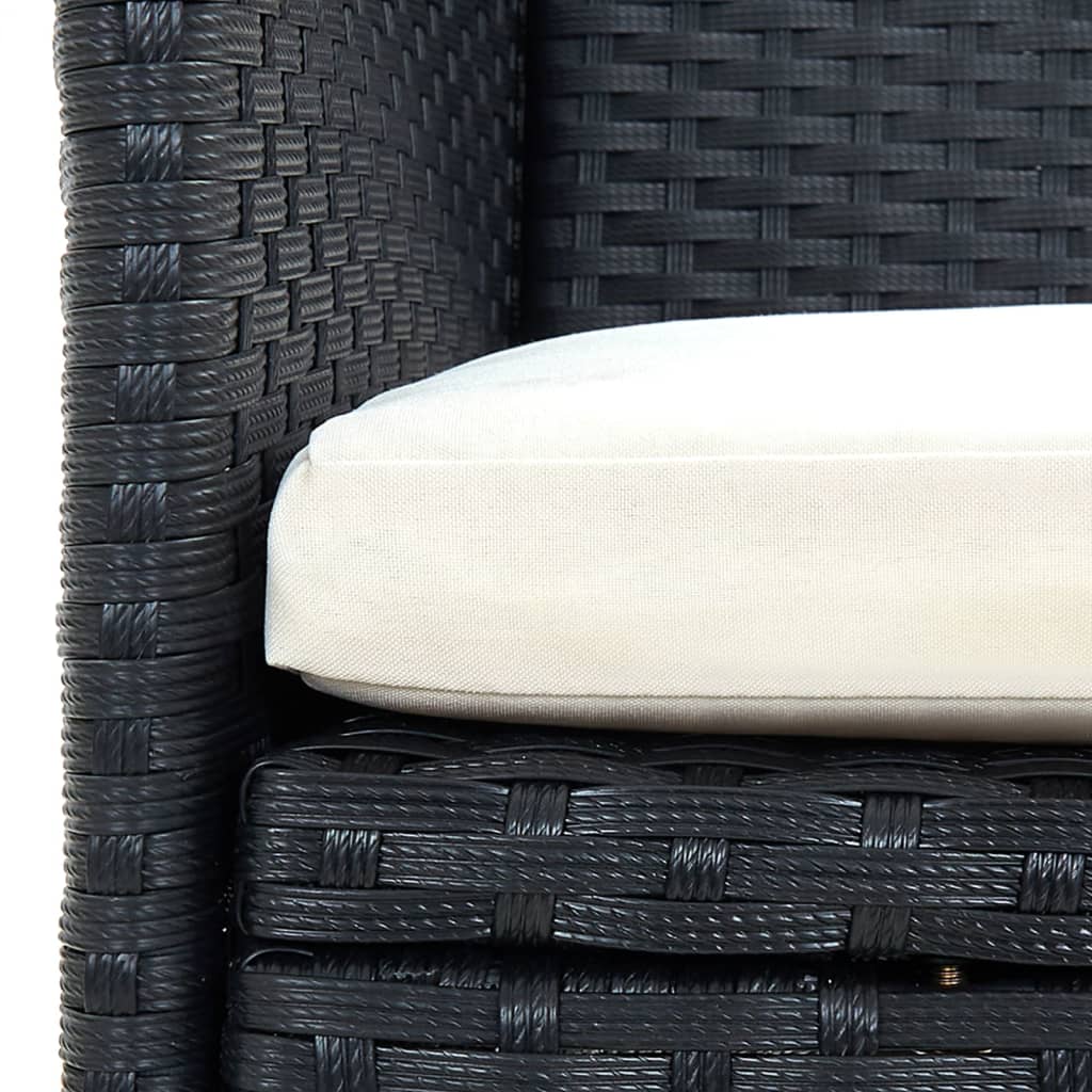 11Dílný Zahradní Jídelní Set S Poduškami Černý