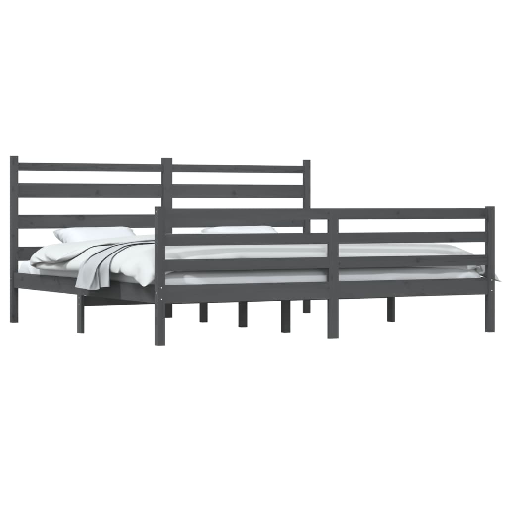 Rám Postele Masivní Borovice 200 X 200 Cm Šedý