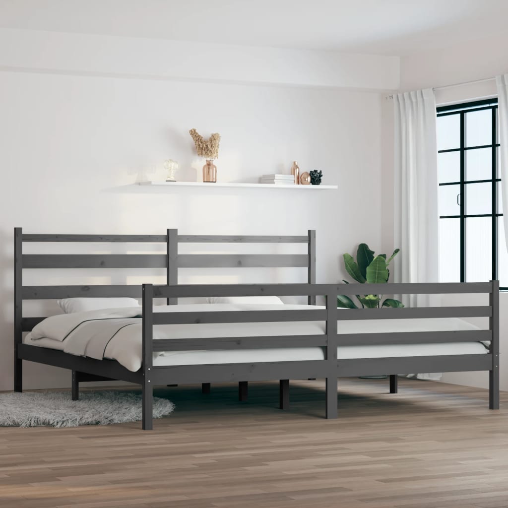 Rám Postele Masivní Borovice 200 X 200 Cm Šedý