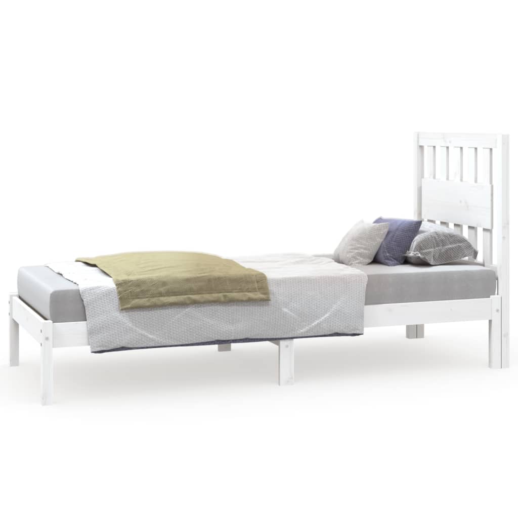 Rám Postele Bílý Masivní Borovice 75 X 190 Cm Malé Jednolůžko