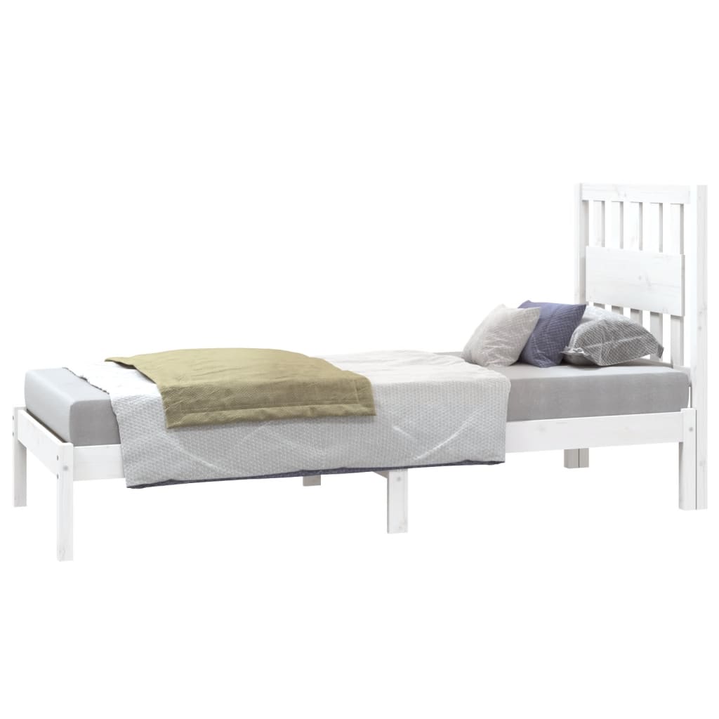 Rám Postele Bílý Masivní Borovice 75 X 190 Cm Malé Jednolůžko