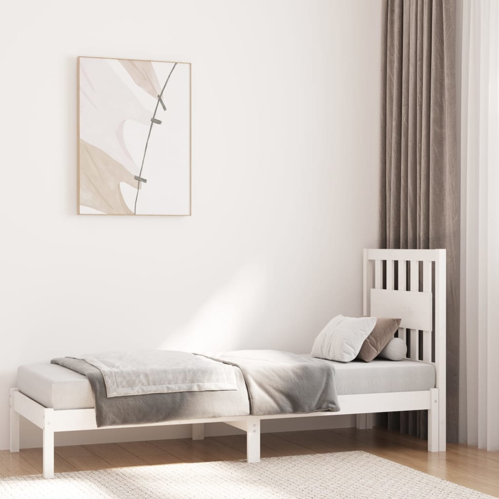 Rám Postele Bílý Masivní Borovice 75 X 190 Cm Malé Jednolůžko