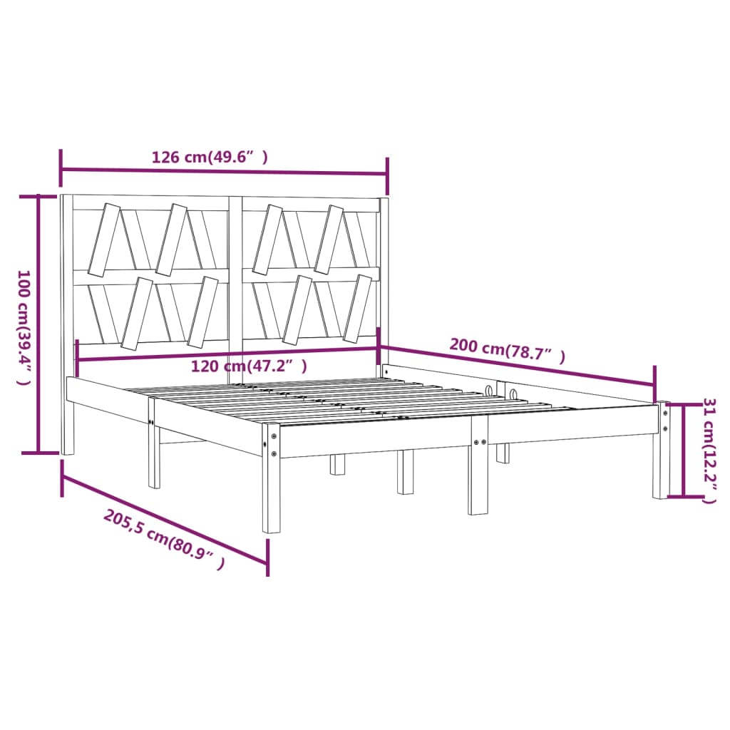 Rám Postele Bílý Masivní Borovice 120 X 200 Cm