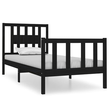 Rám Postele Černý Masivní Dřevo 75 X 190 Cm Malé Jednolůžko