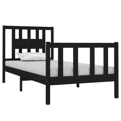 Rám Postele Černý Masivní Dřevo 75 X 190 Cm Malé Jednolůžko