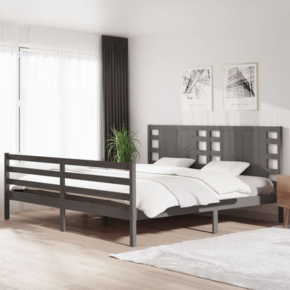 Rám Postele Šedý Masivní Borovice 200 X 200 Cm