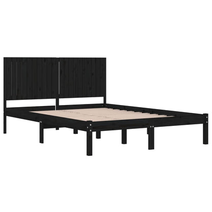 Rám Postele Černý Masivní Borovice 200 X 200 Cm
