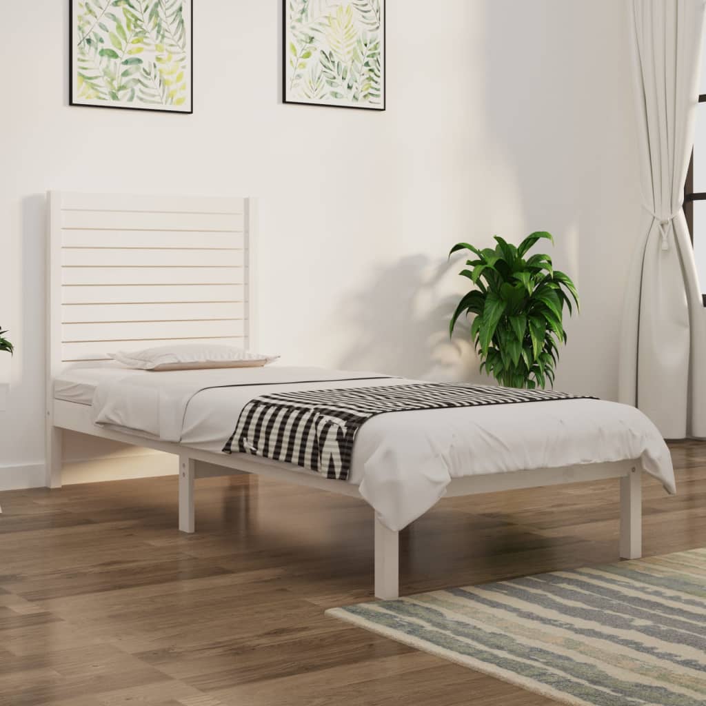 Rám Postele Bílý Masivní Dřevo 75 X 190 Cm Malé Jednolůžko