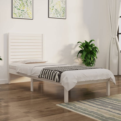 Rám Postele Bílý Masivní Dřevo 75 X 190 Cm Malé Jednolůžko