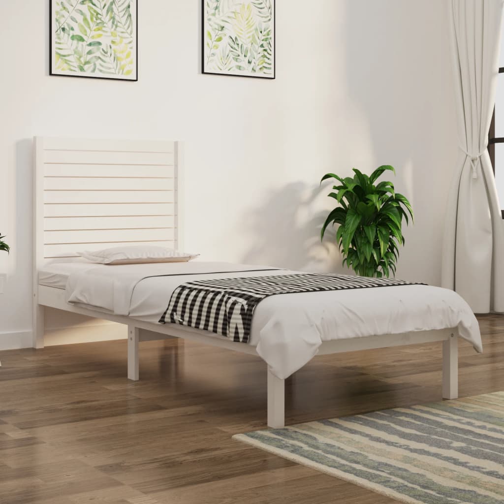 Rám Postele Bílý Masivní Dřevo 90 X 190 Cm Jednolůžko