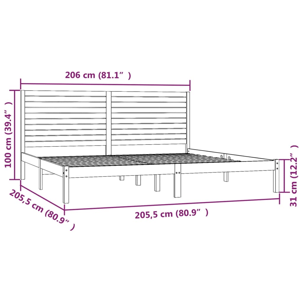 Rám Postele Bílý Masivní Dřevo 200 X 200 Cm