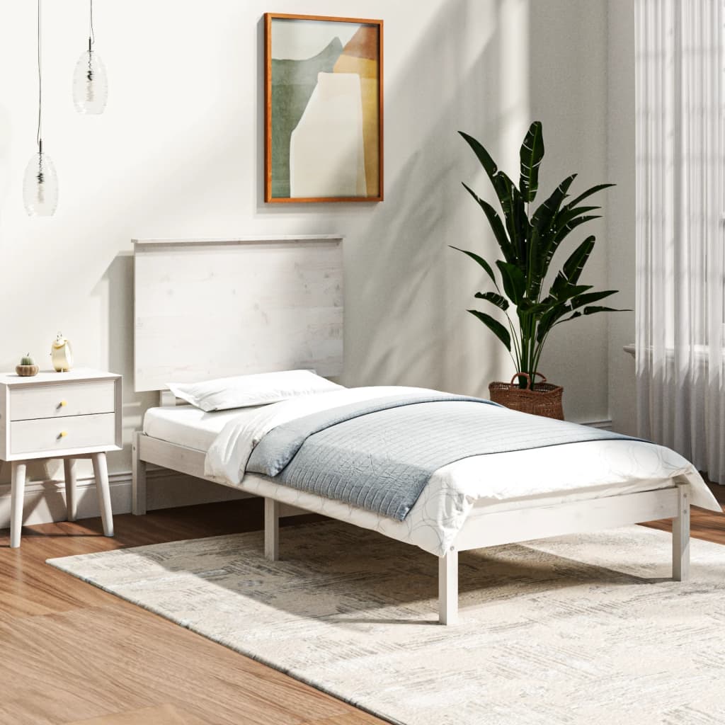 Rám Postele Bílý Masivní Dřevo 90 X 190 Cm Jednolůžko