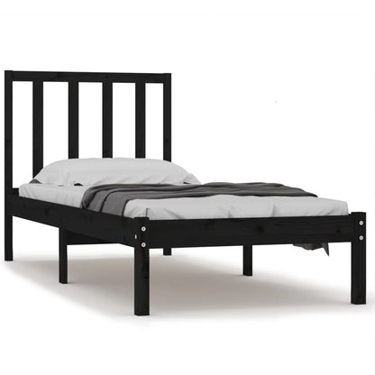 Rám Postele Černý Masivní Borovice 75 X 190 Cm Malé Jednolůžko