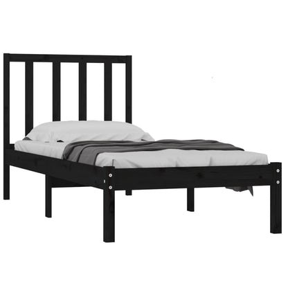 Rám Postele Černý Masivní Borovice 75 X 190 Cm Malé Jednolůžko