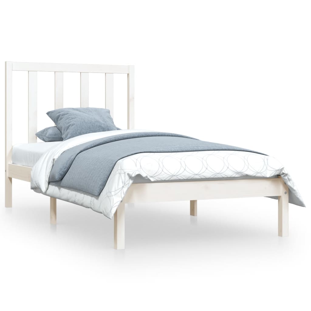 Rám Postele Bílý Masivní Borovice 75 X 190 Cm Malé Jednolůžko