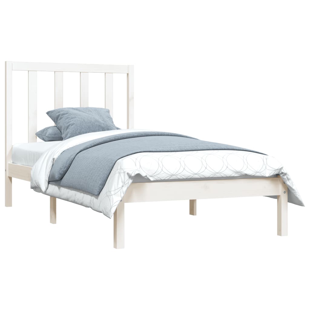 Rám Postele Bílý Masivní Borovice 75 X 190 Cm Malé Jednolůžko