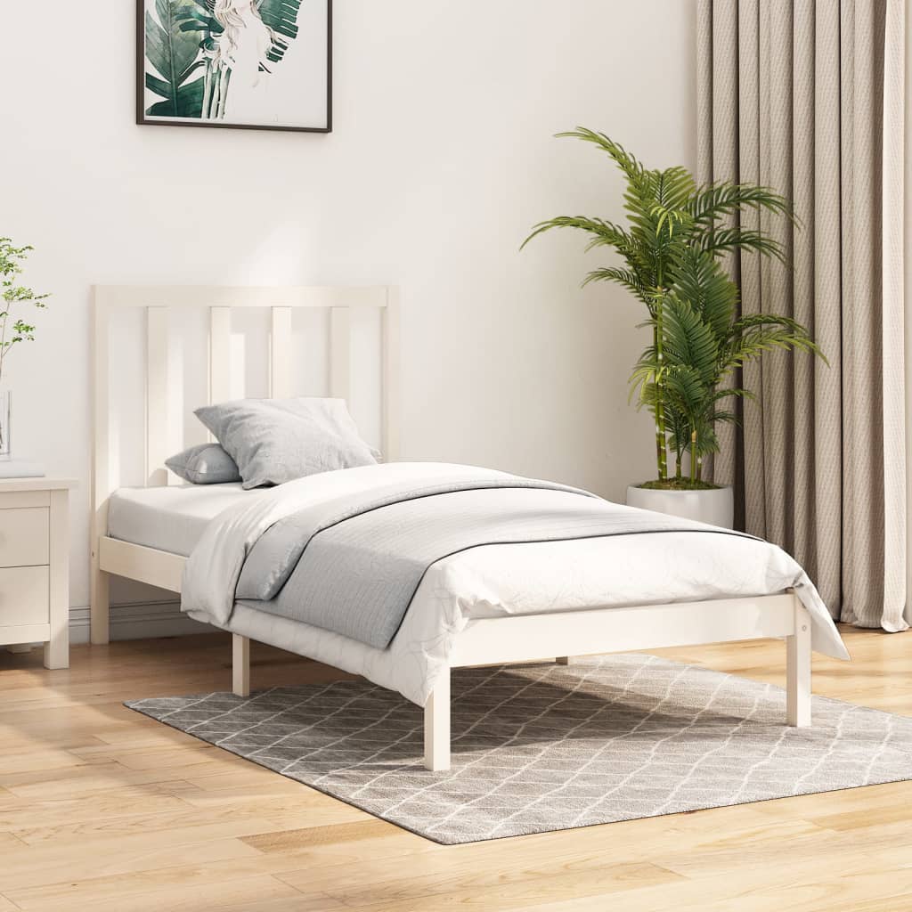 Rám Postele Bílý Masivní Borovice 75 X 190 Cm Malé Jednolůžko