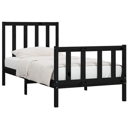 Rám Postele Černý Masivní Dřevo 75 X 190 Cm Malé Jednolůžko