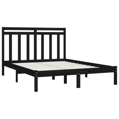 Rám Postele Černý Masivní Dřevo 150 X 200 Cm King Size