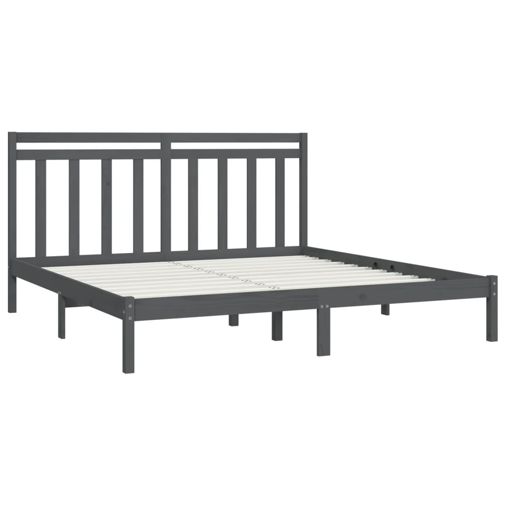 Rám Postele Šedý Masivní Dřevo 200 X 200 Cm