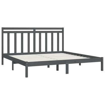 Rám Postele Šedý Masivní Dřevo 200 X 200 Cm