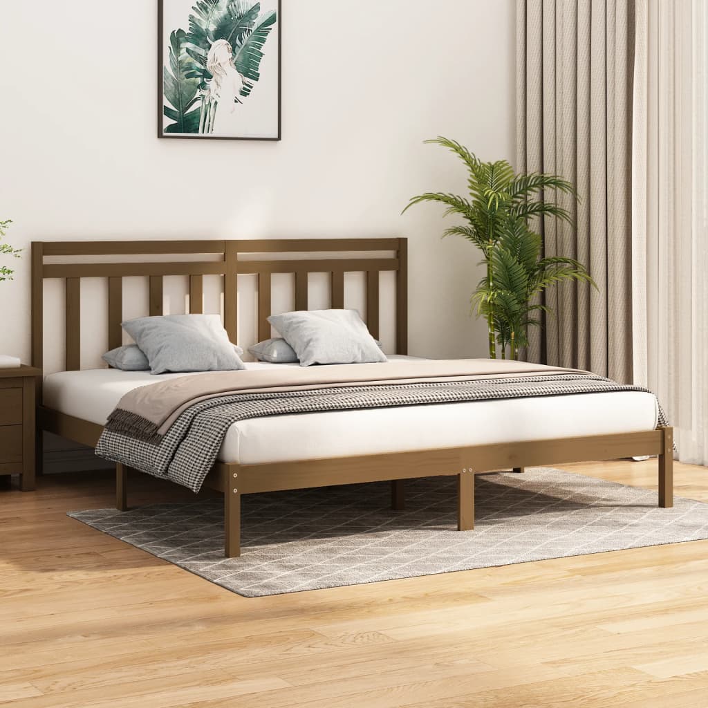 Rám Postele Medově Hnědý Masivní Dřevo 200 X 200 Cm