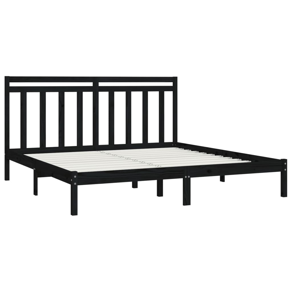 Rám Postele Černý Masivní Dřevo 200 X 200 Cm