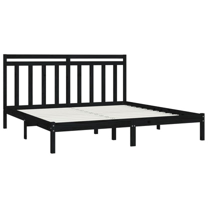 Rám Postele Černý Masivní Dřevo 200 X 200 Cm