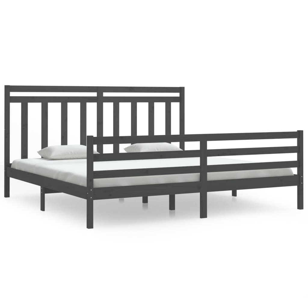 Rám Postele Šedý Masivní Dřevo 200 X 200 Cm