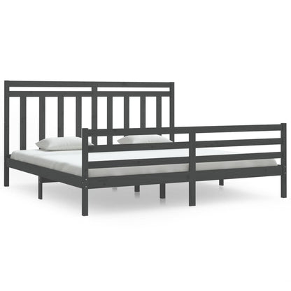 Rám Postele Šedý Masivní Dřevo 200 X 200 Cm