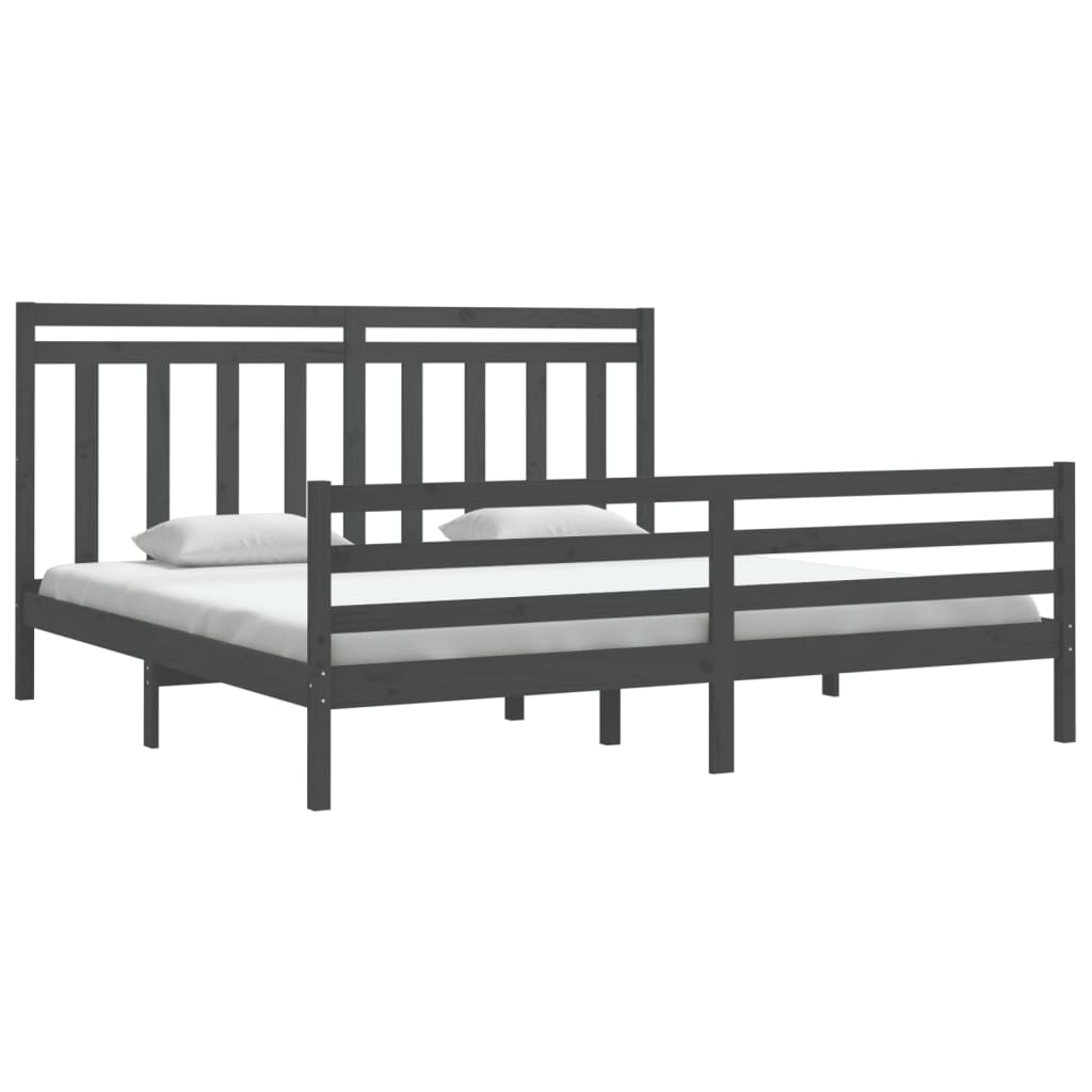 Rám Postele Šedý Masivní Dřevo 200 X 200 Cm