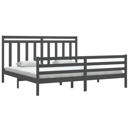 Rám Postele Šedý Masivní Dřevo 200 X 200 Cm