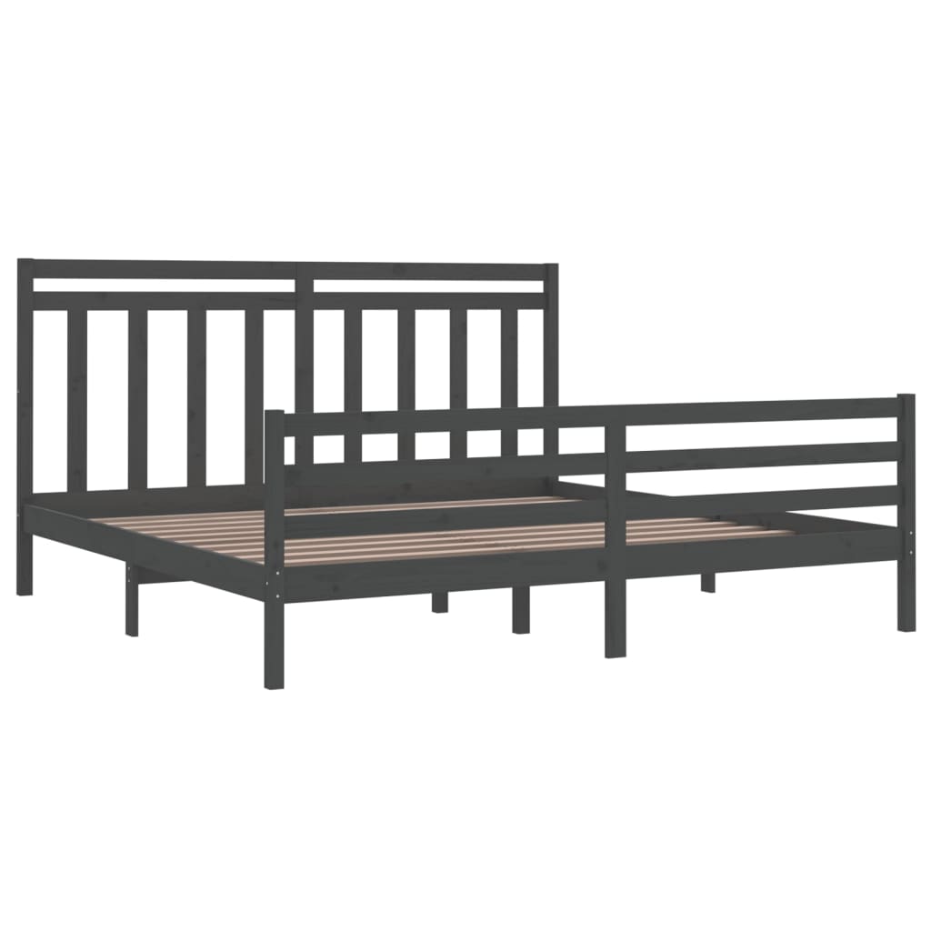 Rám Postele Šedý Masivní Dřevo 200 X 200 Cm