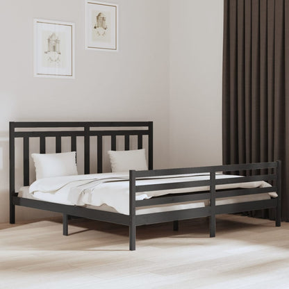 Rám Postele Šedý Masivní Dřevo 200 X 200 Cm