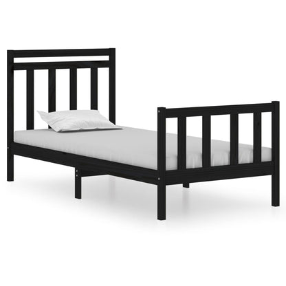 Rám Postele Černý Masivní Dřevo 75 X 190 Cm Malé Jednolůžko