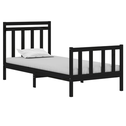 Rám Postele Černý Masivní Dřevo 75 X 190 Cm Malé Jednolůžko